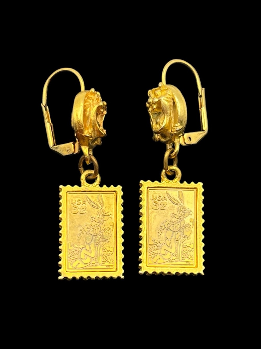 USPS Postal Service Warner Brothers Bugs Bunny Looney Tunes stamp earrings